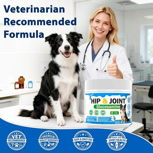 Hip and Joint for Dogs,Glucosamine Support for Dogs Joints Care with MSM and Krill, Dog Joint Chews Pain Relief Dog Bone Health Supplement with Green Lipped Mussel,Chicken Flavor in Kuwait