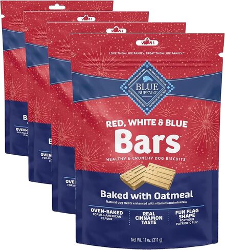 Blue Buffalo Red White & Blue Bars Crunchy Dog Treats Baked with Oatmeal & Cinnamon, 11-oz Bag in Saudi Arabia