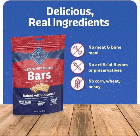 Blue Buffalo Red White & Blue Bars Crunchy Dog Treats Baked with Oatmeal & Cinnamon, 11-oz Bag in Saudi Arabia