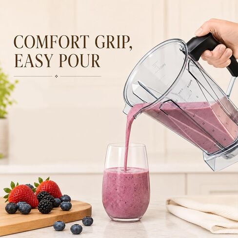 حاوية بديلة لإبريق الخلاط سعة 64 أونصة متوافقة مع سلسلة Vitamix 5200، 5300، 6300، 7500، E310، E320، VM0101، VM0103 Classic & Explorian، وعاء خالٍ من مادة BPA مع غطاء in Kuwait