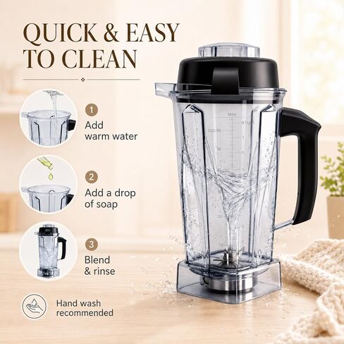 حاوية بديلة لإبريق الخلاط سعة 64 أونصة متوافقة مع سلسلة Vitamix 5200، 5300، 6300، 7500، E310، E320، VM0101، VM0103 Classic & Explorian، وعاء خالٍ من مادة BPA مع غطاء in Kuwait