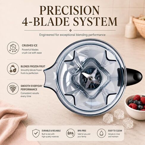 حاوية بديلة لإبريق الخلاط سعة 64 أونصة متوافقة مع سلسلة Vitamix 5200، 5300، 6300، 7500، E310، E320، VM0101، VM0103 Classic & Explorian، وعاء خالٍ من مادة BPA مع غطاء in Kuwait