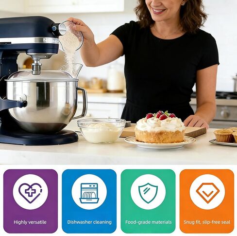 4.5-5 QT Tilt-Head Stand Mixer Splash Guard, Food Grade Durable Mixer Bowl Lid with Tight Seal, Anti-Spill & Anti-Leak, Compatible with KitchenAid Tilt-Head Mixers, Dishwasher Safe in Kuwait
