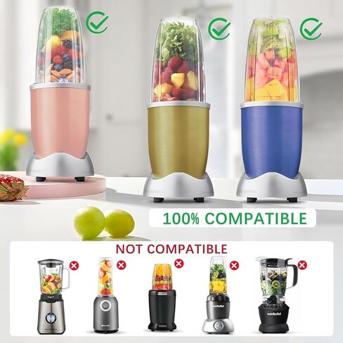 كوب بديل WONDER STAR سعة 32 أونصة متوافق مع خلاطات Nutri-Bullet بقدرة 600 وات و900 وات، كوب خلاط طويل خالٍ من مادة BPA سعة 950 مل مع 4 ألسنة للإمساك، مصنوع من البولي كربونات الصالحة للطعام in Kuwait