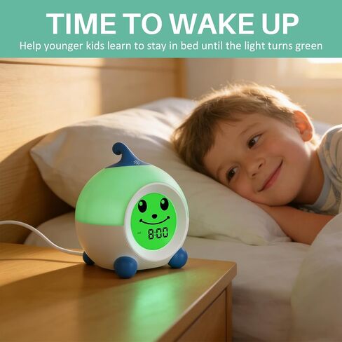 I·CODE Teach Me Time Kids Alarm Clock, Children's Sleep Trainer with Emoji,Toddler Sleep Aid Night Light with Auto-Off Timer,Perfect for 2-9 Years Old Younger Children (Blue) in Saudi Arabia