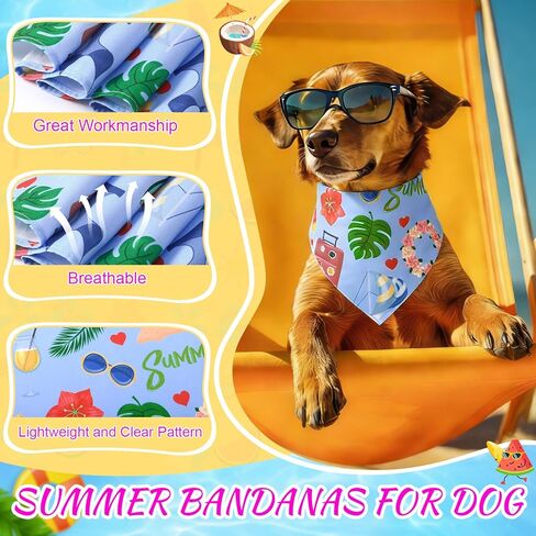 100 Pieces Summer Bandanas for Dogs Bulk Hawaiian Dog Bandanas Fruit Kerchief Bibs for Medium Small Pets Costume Accessories (25.6 x 17.7 x 17.7 inches) in Kuwait