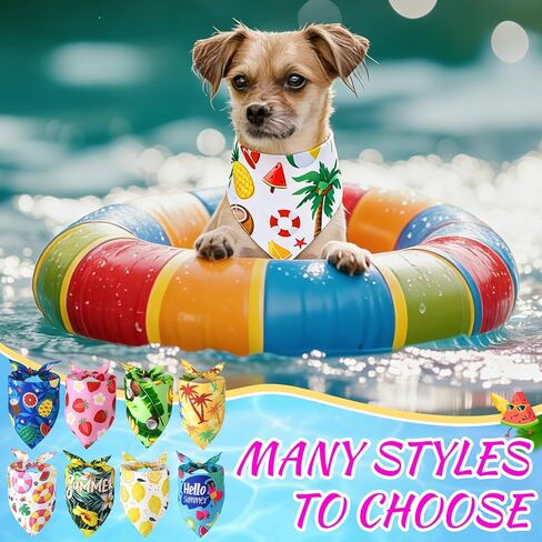 100 Pieces Summer Bandanas for Dogs Bulk Hawaiian Dog Bandanas Fruit Kerchief Bibs for Medium Small Pets Costume Accessories (25.6 x 17.7 x 17.7 inches) in Kuwait