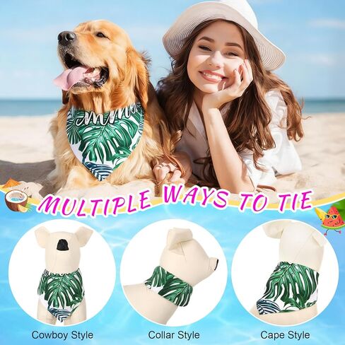 100 Pieces Summer Bandanas for Dogs Bulk Hawaiian Dog Bandanas Fruit Kerchief Bibs for Medium Small Pets Costume Accessories (25.6 x 17.7 x 17.7 inches) in Kuwait