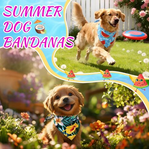 100 Pieces Summer Bandanas for Dogs Bulk Hawaiian Dog Bandanas Fruit Kerchief Bibs for Medium Small Pets Costume Accessories (25.6 x 17.7 x 17.7 inches) in Kuwait