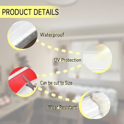 Dog Cat Scratching Windows Sill Protector L-Shape Cuttable Self-Adhesive for Furniture Edge Door Wall Protection（White5.43×78.7Inchs） in Kuwait