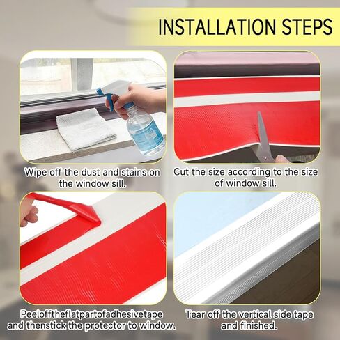 Dog Cat Scratching Windows Sill Protector L-Shape Cuttable Self-Adhesive for Furniture Edge Door Wall Protection（White5.43×78.7Inchs） in Kuwait