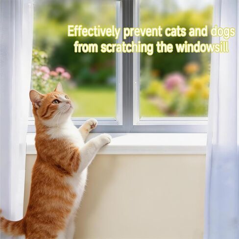 Dog Cat Scratching Windows Sill Protector L-Shape Cuttable Self-Adhesive for Furniture Edge Door Wall Protection（White5.43×78.7Inchs） in Kuwait