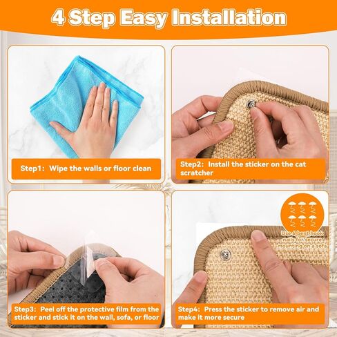Sisal Cat Scratcher Mat & Wall Scratchers for Indoor Cats - 23.6x15.7 Horizontal Floor Cat Scratch Rugs & Carpet Scratching Pad with Sticky Tapes, Durable Furniture Protector for Couch Sofas in Kuwait