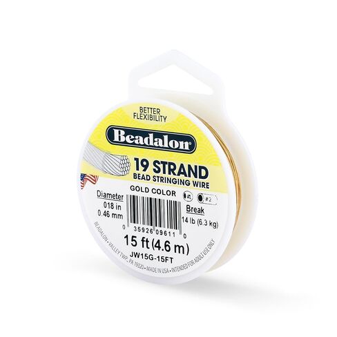 Beadalon Stringing Wire 19-Strand .015-Inch (.38-Millimeter) Diameter 30-Feet/Pkg, Satin Gold in Saudi Arabia