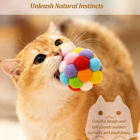 Soft Plush Cat Ball Toys with Bells Set of 4-Pack, Colorful Fuzzy Interactive Play Balls for Cats & Kittens in Kuwait