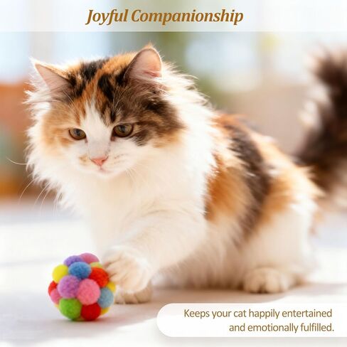 Soft Plush Cat Ball Toys with Bells Set of 4-Pack, Colorful Fuzzy Interactive Play Balls for Cats & Kittens in Kuwait