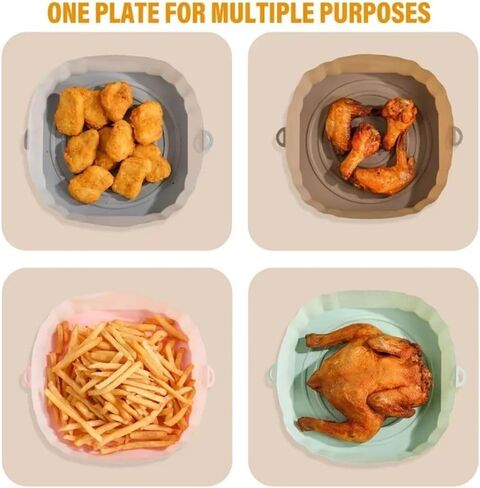 Air Fryer Silicone Pot 1Pcs Portable Soft Cooking Tray Accessories Bakeware Liner Durable Pizza Fried(black) in Kuwait