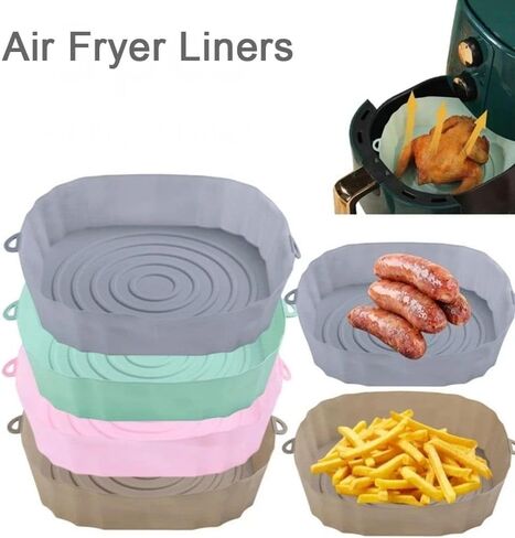 Air Fryer Silicone Pot 1Pcs Portable Soft Cooking Tray Accessories Bakeware Liner Durable Pizza Fried(black) in Kuwait