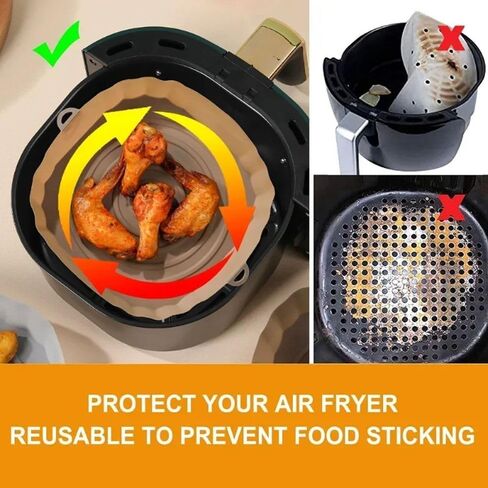 Air Fryer Silicone Pot 1Pcs Portable Soft Cooking Tray Accessories Bakeware Liner Durable Pizza Fried(black) in Kuwait