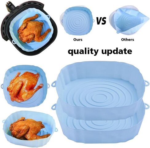 Air Fryer Silicone Pot 1Pcs Portable Soft Cooking Tray Accessories Bakeware Liner Durable Pizza Fried(black) in Kuwait