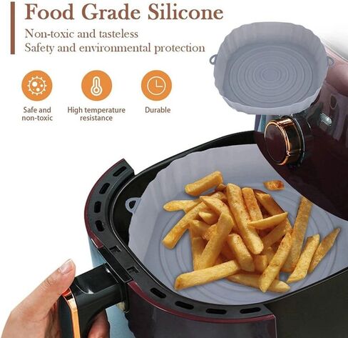 Air Fryer Silicone Pot 1Pcs Portable Soft Cooking Tray Accessories Bakeware Liner Durable Pizza Fried(black) in Kuwait