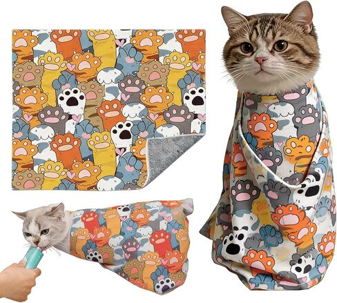 Cat Grooming Wrap for Cutting Nails, 27.6" Cat Swaddle for Medicine, Nail Clipping, Teeth Brushing, Ear Cleaning in Kuwait