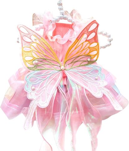 Pet Butterfly Dress,Pink Lolita Dress for Small Dogs Pet Princess Butterfly Wing Lace Tutu Skirt Cat Puppy Kitten for Summer Outfits Spring Gifts in Saudi Arabia