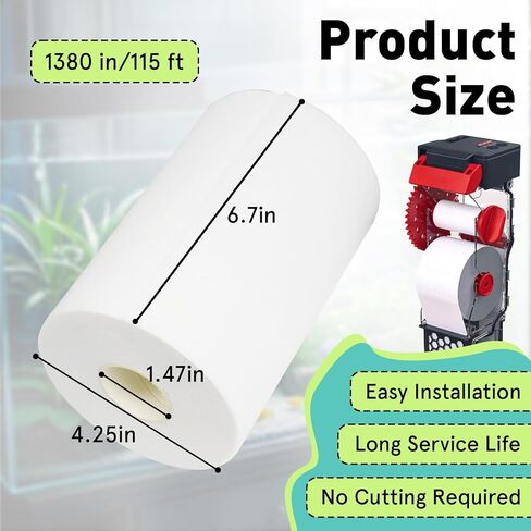 115' Long 6.78" High Replacement Fleece Roll Compatible with Red Reef 1200 Model Coral Aquarium Filtration System, Automatic Filtration Performance in Kuwait