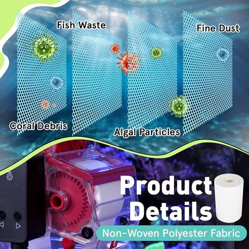 115' Long 6.78" High Replacement Fleece Roll Compatible with Red Reef 1200 Model Coral Aquarium Filtration System, Automatic Filtration Performance in Kuwait
