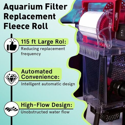 115' Long 6.78" High Replacement Fleece Roll Compatible with Red Reef 1200 Model Coral Aquarium Filtration System, Automatic Filtration Performance in Kuwait
