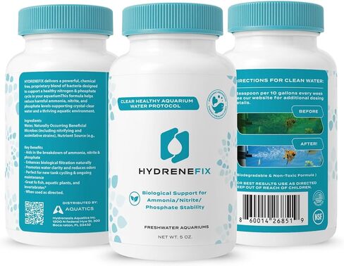 Hydrenefix Aquarium Treatment – Ammonia, Nitrite & Phosphate Stabilizer– 5oz Freshwater Fish Tank Water Conditioner, Clarifier & Stabilizer – Aquarium Water Treatment & Tank Cleaner Solution in Kuwait