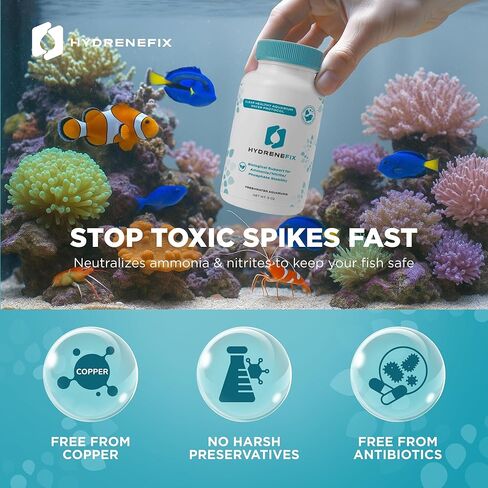 Hydrenefix Aquarium Treatment – Ammonia, Nitrite & Phosphate Stabilizer– 5oz Freshwater Fish Tank Water Conditioner, Clarifier & Stabilizer – Aquarium Water Treatment & Tank Cleaner Solution in Kuwait