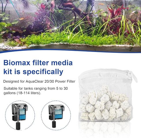 2 Pack of Biomax Filter Media Kit Compatible with Fluval AC20/AC30 Power Filter, 1.5 oz/42 g Aquarium Bio Filters Media for Use in Freshwater & Saltwater Aquariums in Kuwait