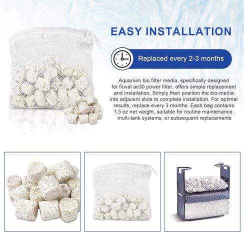 2 Pack of Biomax Filter Media Kit Compatible with Fluval AC20/AC30 Power Filter, 1.5 oz/42 g Aquarium Bio Filters Media for Use in Freshwater & Saltwater Aquariums in Kuwait