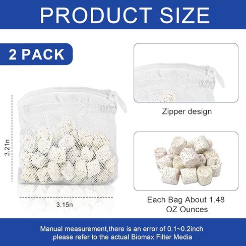 2 Pack of Biomax Filter Media Kit Compatible with Fluval AC20/AC30 Power Filter, 1.5 oz/42 g Aquarium Bio Filters Media for Use in Freshwater & Saltwater Aquariums in Kuwait