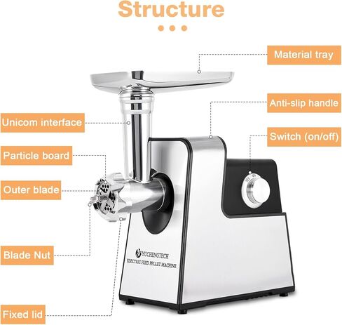 YUCHENGTECH Electric Animal Feed Pellet Machine Pet Food Pellet Machine for Making Cat Dog Bird Fish Feed with 3mm/5mm/7mm Molds 500W 110V in Kuwait