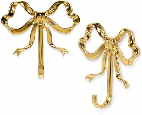 LUOZZY 2Pcs Bow Hook Bowknot Wall Hook Bow Hooks for Wall Multi-Purpose Hanging Brass Hooks for Coat Hat Towel Home Bedroom Supplies - 3.62X3.54X0.79Inch in Saudi Arabia