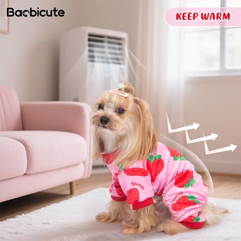 Dog Pajamas Soft Lightweight Dog Onesies Outfit Clothes for Small Medium Large Puppy Pjs for Pet Boys Girls Dogs Cats (L (Back: 14",Chest: 18", Neck: 10.6"), Strawberry) in Kuwait