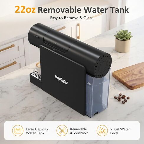 SUNVIVI Espresso Pod Machine for Home, Capsule Coffee Maker for NS Original Pods, 20 Bar Single Serve Mini Pod Maker with 22oz Removable Water Tank, Adjustable Cup Tray for Home & Office, Black in Kuwait