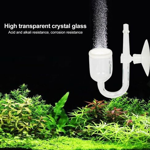 Glass Aquarium CO2 Atomizer Fine Bubble Diffuser with Suction Cup, Leak-Proof Design for Fish Tank Oxygenation in Kuwait
