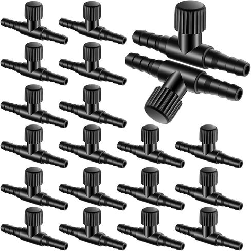 20 Pcs Aquarium Control Valve - T Shaped Aquarium Air Valves for 3/16" (4mm) ID Airline Tubing - Single Way Control Valve for Fish Tank Accessories in Kuwait