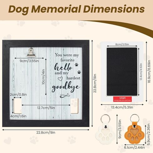 Dog Memorial Gifts for Loss of Dog,Dog Memorial Picture Frame with Collar Holder,with 2 Pcs Paw Keys and Paw Print,Condolence Gift for Pet Lovers in Kuwait