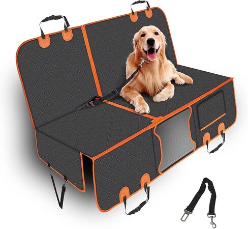 PetJoy Dog Car Seat Cover with Hammock Design – 600D Heavy Duty Waterproof & Scratch-Resistant Rear Seat Protector for Dogs, Non-Slip Back Seat Covers for Cars, Trucks, SUVs in Saudi Arabia