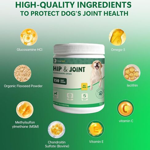 Glucosamine for Dogs 150pcs Joint Support Supplement Dog Hip and Joint Chondroitin Chews Treats with MSM, Omega3, Dog Joint Pain Relief Mobility Supplements Chicken Flavor Fit All Breed in Kuwait