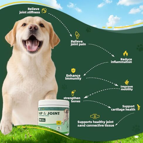 Glucosamine for Dogs 150pcs Joint Support Supplement Dog Hip and Joint Chondroitin Chews Treats with MSM, Omega3, Dog Joint Pain Relief Mobility Supplements Chicken Flavor Fit All Breed in Kuwait