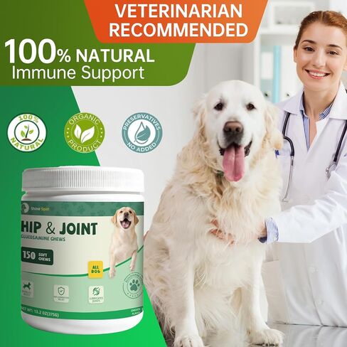 Glucosamine for Dogs 150pcs Joint Support Supplement Dog Hip and Joint Chondroitin Chews Treats with MSM, Omega3, Dog Joint Pain Relief Mobility Supplements Chicken Flavor Fit All Breed in Kuwait