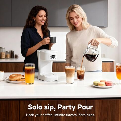 Coffee Maker, 5 Cup Drip Coffee Machine with Glass Carafe, 20 Hours Programmable Timer, 2 Hours Keep Warm, Compatible with Ground&Tea – Portable Small Cafetera for Home, Office, Travel&Camping-White in Saudi Arabia