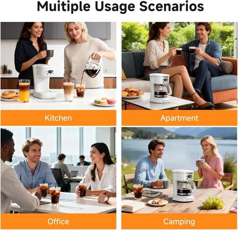 Coffee Maker, 5 Cup Drip Coffee Machine with Glass Carafe, 20 Hours Programmable Timer, 2 Hours Keep Warm, Compatible with Ground&Tea – Portable Small Cafetera for Home, Office, Travel&Camping-White in Saudi Arabia