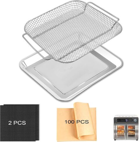 Air Fryer Accessories Set for Emeril Lagasse 26QT Extra Large, Stainless Steel Baking Pans with Nonstick Basket, 100 Parchment Papers & 2 Teflon Mats, Dishwasher safe in Kuwait