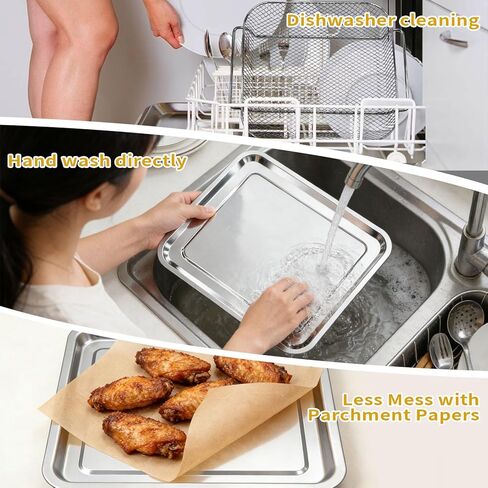 Air Fryer Accessories Set for Emeril Lagasse 26QT Extra Large, Stainless Steel Baking Pans with Nonstick Basket, 100 Parchment Papers & 2 Teflon Mats, Dishwasher safe in Kuwait